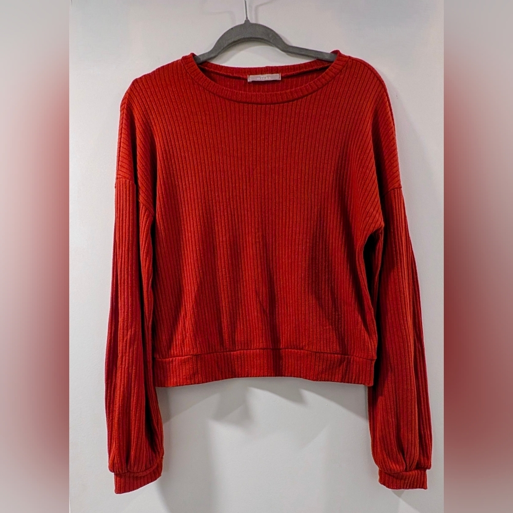 Miroh Burnt Orange Ribbed Crew Neck Sweater